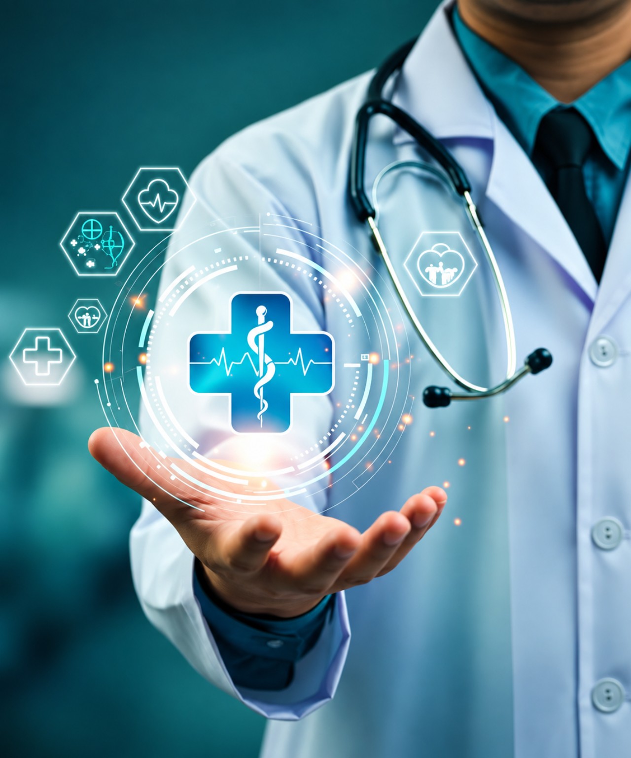 Doctor using modern digital healthcare technology